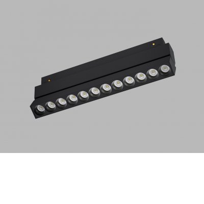 MAGLASER Svítidlo do magnetického systému, těleso kov, povrch bílá, LED 12W, 1068lm, TW dle typu nebo přepín CCT teplá 3000K/3500K/neutrální 4000K, stmívání DALI, vyzař. úhel 38°, 48V, IP20, rozměry 235x80x22mm.