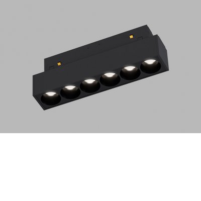 MAGLASER Svítidlo do magnetického systému, těleso kov, povrch černá, LED 6W, 534lm, TW nast. teplota CCT teplá 3000K-neutrální 4000K, stmív. DALI, vyzař. úhel 38°, 48V, IP20, rozměry 121x44x22mm.