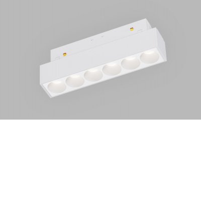 MAGLASER Svítidlo do magnetnetického systému, kov, bílá, LED 6W, 534lm, přepín CCT teplá 2700K/3300K/neutr 4000K,  vyzař. úhel 38°, 48V, IP20, rozměry 205x44x22mm.