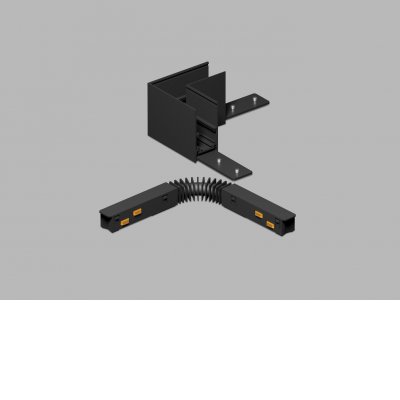 MAG II Rohová L spojka 90°, horizontální odbočení, stropního magnetického systému, materiál hliník, povrch černá/bílá, stmívání DALI, 48V, rozměry 68x53x68mm.
