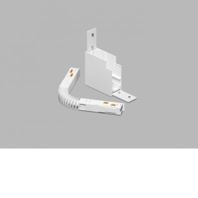 MAG II Rohová L spojka 90°, vertikální odbočení, stropního magnetického systému, materiál hliník, povrch bílá, stmívání DALI, 48V, rozměry 68x68x26mm