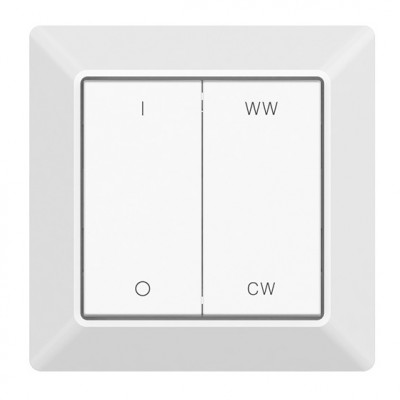 - Nástěnný ovladač ZigBee 3.0, pro smart osvětlení  fce zap/vyp, stmívání, nastavení teploty světla CCT, pro 1 skupinu, rozměry 80x80x10mm, napájení baterie, dosah až 30m