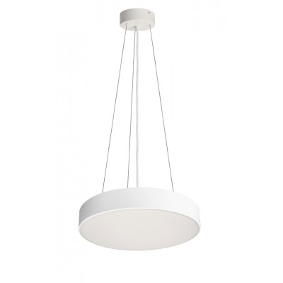 MENKAR Závěsné svítidlo, hliník, bílá, difuzor plast opál, LED 45W, přepín. CCT teplá 3000K-neutrální 4000K, stmív TRIAC, Ra80, 230V, IP20, rozměry d=400mm, vč závěs lanka až l=3000mm, svítí nahoru/dolů