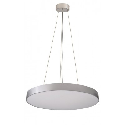 MENKAR Závěsné svítidlo, hliník šedostříbrná, dif plast opál, LED 65W, přepín. CCT teplá 3000K-neutrální 4000K, stmív TRIAC, Ra80, 230V, IP20, rozměry d=600mm, vč závěs lanka až l=3000mm, svítí nahoru/dolů