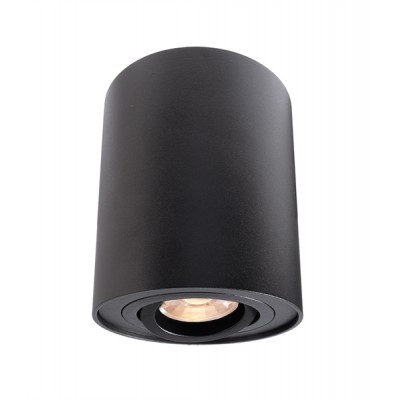 BENGALA Stropní, přisazené, bodové svítidlo, těleso hliník, povrch černá, výklopný sv. zdroj +-15°, pro žárovku 1x50W, GU10 ES50, 230V, IP20, d=95mm, h=125mm.