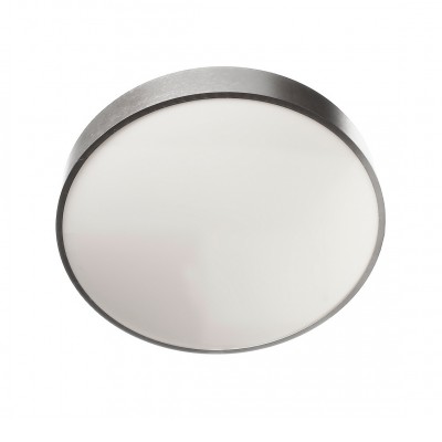 MENKAR Stropní svítidlo, přímé i nepřímé svícení, těleso hliník, povrch stříbrná, difuzor plast opál, LED 41W, 3460lm, teplá 3000K, stmívatelný TRIAC, 230V, IP20, rozměry d=400mm, h=90mm.