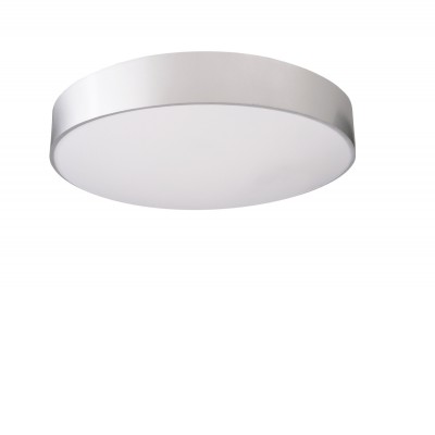 MENKAR Stropní svítidlo, těleso hliník, povrch stříbrná, difuzor plast opál, LED 60W, přepín CCT teplá 3000K-neutrální 4000K, stmív TRIAC, 230V, IP20, rozměry d=600mm, h=90mm, svítí nahoru/dolů