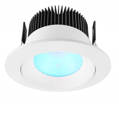 KAPEGO Vestavné stropní svítidlo, těleso hliník, povrch bílá, LED 16W, teplá 2700K, 710lm, stmívatelné, RGB, Ra80, Ra80, 230V, IP20, rozměry d=110mm.
