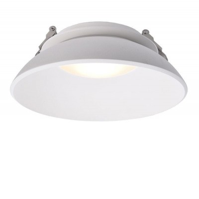 KAUS Vestavné stropní svítidlo, nastav směr svícení, těleso hliník, povrch bílá, LED 14W, teplá 3000K, 980lm, Ra80, Ra80, 230V, IP20, rozměry d=120mm.
