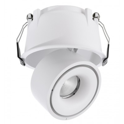 UNI Stropní, podhledové, bodové, svítidlo, výklopné, nastav. směr svícení, těleso hliník, povrch bílá, LED 12W, 1035lm, teplá 3000K, stmív. TRIAC, 230V, IP20, tř.3, rozměry d=139mm, h=84mm