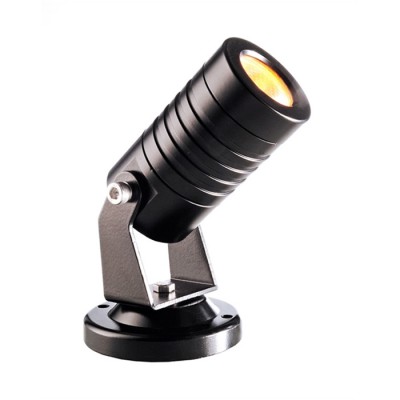 MINI LED Stropní venkovní bodové svítidlo, nastavit. směr svícení, materiál hliník, povrch černá, detail drážkování, krycí sklo čiré,LED 2,2W, teplá 1700K, 65lm, 24V, IP65, tř.3, d=42mm, 85x85mm