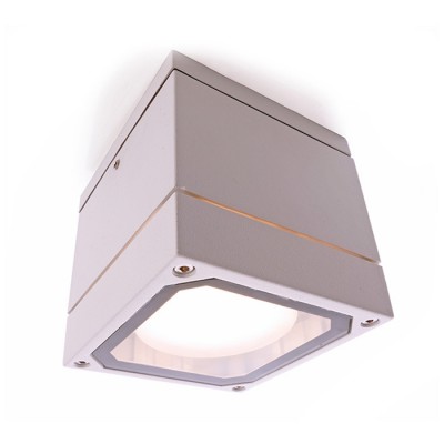 MOB II Přisazené stropní venkovní svítidlo, materiál hliník, povrch bílá, difuzor plast opál, pro LED 1x9W, GX53, 230V, IP54, tř.1, rozměry 108x108x100mm