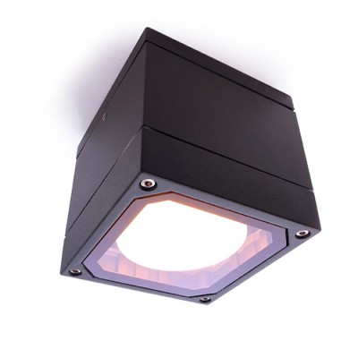 MOB II Přisazené stropní venkovní svítidlo, materiál hliník, povrch antracit, difuzor plast opál, pro LED 1x9W, GX53, 230V, IP54, tř.1, rozměry 108x108x100mm