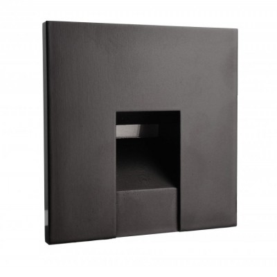 ALWAID Dekorativní kryt pro vestavné svítidlo do stěny, čtvercové, materiál hliník, povrch černá, detail čtvercový výřez, rozměry 75x75x22mm, do KU68