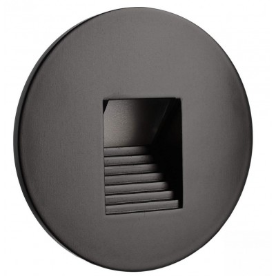 ALWAID Dekorativní kryt pro vestavné svítidlo do stěny, kruhové, materiál hliník, povrch černá, detail schodkový čtvercový výřez, rozměry d=78mm, do KU68