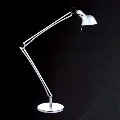 NAOMI T Stolní lampa těleso hliník povrch šedostříbrný elox, nebo leštěný hliník, pro žárovku 60W, E27, 230V, IP20, dvě ramena 450mm+450mm, vč vypínače, pouze těleso bez základny, nebo stolní svěrky
