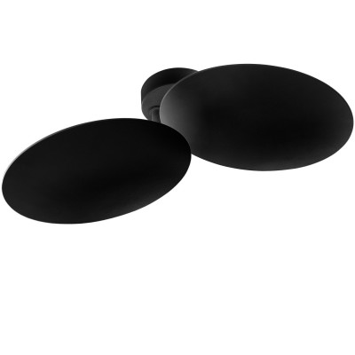 PUZZLE DOUBLE ROUND Stropní/nástěnné svítidlo, nastavitelný sklon svícení, materiál kov, povrch černá, LED 2x17W, teplá 3000K, 3500lm, stmívatelné TRIAC, 230V, IP20, rozměry 375x115mm