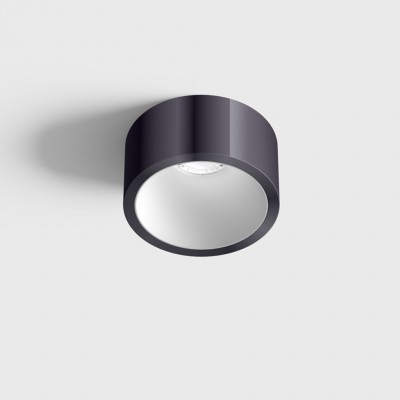 BLANKET BI 6,3W IP44 Stropní, podhledové, bodové svítidlo, plast, povrch vnější černá lesk, vnitřní bílá, LED 6,3W, 640lm, teplá 3000K, vyzař. úhel 55°, Ra90, 230V, IP44, rozměry d=55mm, h=58mm.