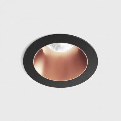 BASTOG R BI 8W IP44 Stropní, podhledové, bodové svítidlo, těleso hliník, povrch rámeček černá, komínek měděná, LED 8W, 640lm, neutrální 4000K, vyzař. úhel 50°, UGR<19, 230V, IP44, rozměry d=48mm, h=67mm.