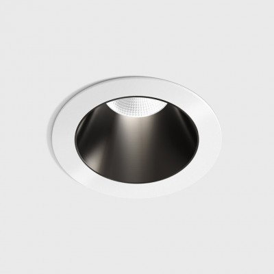 BASTOG R BI 8W IP44 Stropní, podhledové, bodové svítidlo, těleso hliník, povrch rámeček bílá, komínek modročerná, LED 8W, 640lm, teplá 2700K, vyzař. úhel 50°, UGR<19, 230V, IP44, rozměry d=48mm, h=67mm.