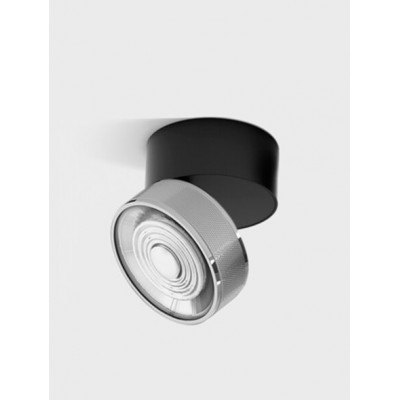 DAME PL B 7W Stropní přisazené svítidlo, výklopné, hliník, povrch černá a chrom, LED 7W, 624lm, teplá 3000K, vyzař. úhel 45°, Ra90, 230V, IP20, rozměry d=75mm, h=70mm.