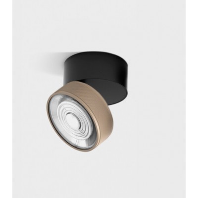 DAME PL B 7W Stropní přisazené svítidlo, výklopné, hliník, povrch černá a béžová, LED 7W, 624lm, neutrální 4000K, vyzař. úhel 45°, Ra90, 230V, IP20, rozměry d=75mm, h=70mm.