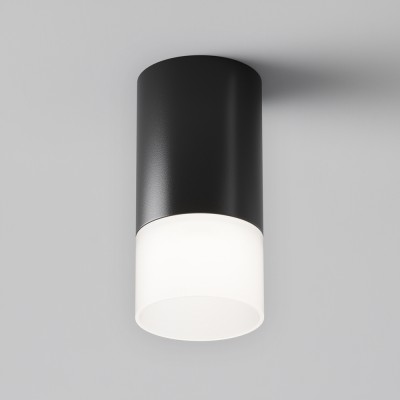 GEMINU 1x15W, GX53, IP44 Stropní, přisazené, svítidlo, těleso hliník, povrch černá, difuzor plast opál, pro LED 1x15W, GX53, 230V, IP44, rozměry d=64mm, h=131mm.