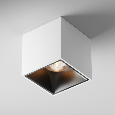 HABEO SQ 12W TRIAC Stropní, přisazené, bodové svítidlo, těleso kov, povrch bílá, reflektor černý, LED 12W, 900lm, neutrální 4000K, vyzař. úhel 24°, stmív. TRIAC, 230V, IP20, rozměry 70x70x70mm.