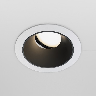 TEREZ BI II 1x10W GU10 Stropní podhledové bodové svítidlo, těleso kov, povrch bílá, reflektor černá, pro žárovku 1x10W, GU10, 230V, IP20, tř.2, rozměry d=85mm, h=37mm.