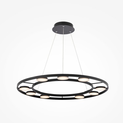 JANITO HL 63W Závěsné svítidlo, lustr, těleso kov, povrch černá, difuzor plast opál, LED 63W, 2800lm, teplá 3000K, 230V, IP20, tř.1, rozměry d=800mm, vč závěs lanka l=1500mm, lze zkrátit.