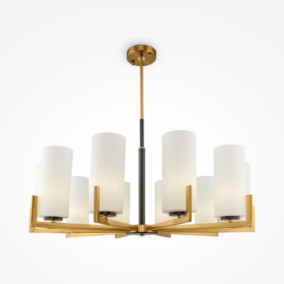 IDEO HL 10x40W, E27 Závěsné svítidlo, těleso kov, povrch mosaz, stínítko sklo opál, pro žárovku 10x40W, E27, 230V, IP20, tř. 1, rozměry d=860mm, h=534mm, vč. závěs tyče l=754mm, lze zkrátit.