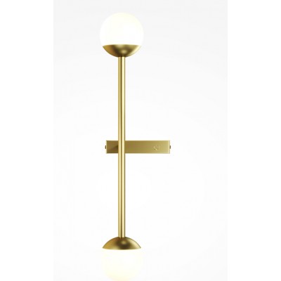 PARTYS WL 10W Nástěnné svítidlo, těleso kov, povrch mosaz, difuzor sklo opál, LED 10W, 900lm, teplá 3000K, Ra80, 230V, IP20, tř.1, rozměry d=80mm, h=480mm, svítí nahoru/dolů.