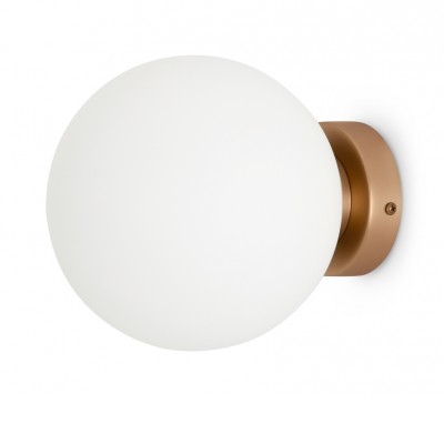 INFERO WL 1x40W, E14 Nástěnné svítidlo, těleso kov, povrch zlatá, difuzor sklo opál, pro žárovku 1x40W, E14, 230V, IP20, tř.1, rozměry d=150mm, l=180mm.