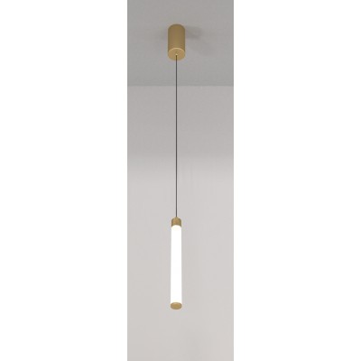 KAZI HL 10W Závěsné svítidlo, těleso hliník, povrch zlatá mat, difuzor plast opál, LED 10W, 1000lm, teplá 3000K, Ra80, 230V, IP20, tř.1, rozměry d=30mm, vč závěs kabelu l=2130mm, lze zkrátit.