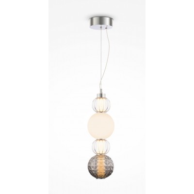 PREZI HL 17W Závěsné svítidlo, základna kov, povrch chrom, stínítko sklo, LED 16W, 800lm, teplá 3000K, Ra80, 230V, IP20, tř.1, rozměry d=147mm, h=450mm, vč závěs kabelu l=1650mm, lze zkrátit.