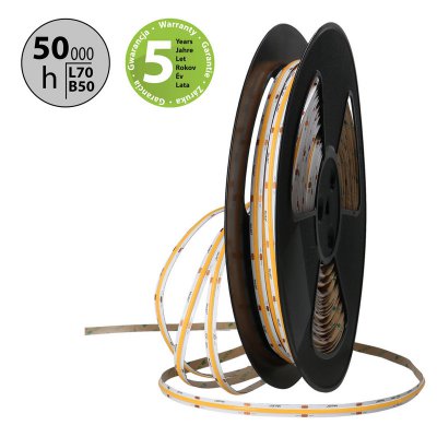 LED pásek COB, 528LED/m, 14W/m, 24V LED pásek LED pásek, těleso plast, povrch bílá, COB 528LED/m, 14W/m, 1512lm/m, neutrální 4200K, vyzař úhel 150°, Ra90, 24V, IP20, w=10mm, l=5000mm, dělitelnost 45,5mm, cena za 1m