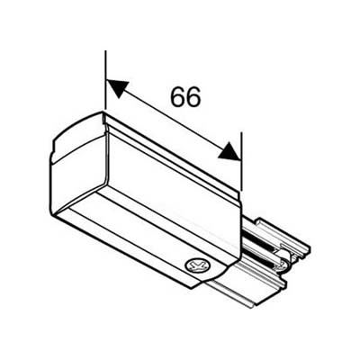 KONCOVÝ NAPAJEČ NORDIC ALUMINIUM Koncový napaječ napájecího lištového systému 230V, 3x16A, tříokruhový, materiál plast barva šedá, l=66mm, 3F NORDIC ALUMINIUM - GLOBAL TRAC - LIVAL
