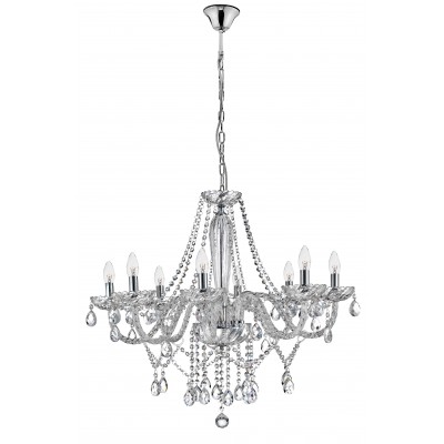 MOZART 8X40W E14 230V IP20 Křišťálový lustr, těleso kov, povrch chrom lesk, sklo křišťál, pro žárovku 8x40W, E14, 230V, IP20, rozměry d=780mm h=650mm, vč.závěsného kabelu l=1200mm, lze zkrátit