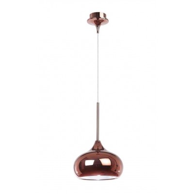 CIOTO Závěsné svítidlo, základna kov, stínítko kov, povrch růžová zlatá zvenku a bílá zevnitř, pro žárovku 1x40W, E14, 230V, IP20, rozměry d=200mm h=145mm, vč.závěsného kabelu l=1300mm, lze zkrátit