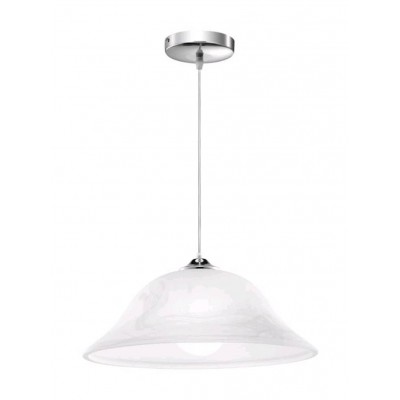 PREGO Závěsné svítidlo, základna kov, povrch chrom lesk, difuzor sklo, povrch alabastr, pro žárovku 1x60W, E27, 230V, IP20, rozměry d=400mm h=130mm, vč.závěsného kabelu l=1000mm, lze zkrátit