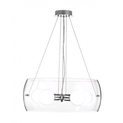 CHIARA Závěsné svítidlo, tvar prstenec, základna hliník, povrch chrom, krycí sklo čiré, pro žárovku 5x60W, E27, 230V, IP20, rozměry d=500mm h=200mm, vč.závěsného kabelu l=1000mm, lze zkrátit