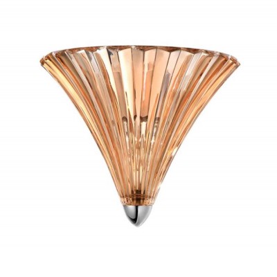GUSCIO WALL Nástěnné svítidlo, tvar vějíř, základna kov, povrch chrom lesk, difuzor sklo jantarová, pro žárovku 1x40W, E14, 230V, IP20, rozměry 250x160x200mm
