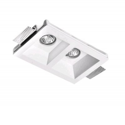 TOBIA Stropní, podhledové bodové svítidlo, těleso sádra, povrch bílá, pro žárovku 2x35W, GU10, ES50, 230V, IP20, rozměry 214x117x60mm
