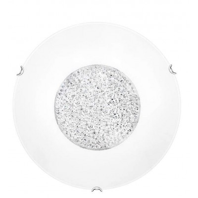 ERA Stropní svítidlo, základna kov, povrch bílá, difuzor sklo bílá s detailem z krystalů, pro žárovku 4x40W, E27, 230V, IP20, rozměry d=500mm h=120mm
