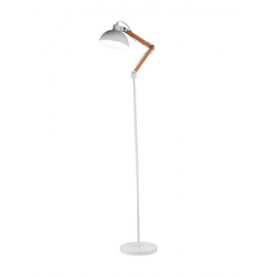 MUTANTI FLOOR Stojací lampa, nastavitelný směr svícení, základna kombinace kov a dřevo, stínítko kov, povrch bílá, pro žárovku 1x60W, E27, 230V, IP20, rozměry d=250mm h=1700mm