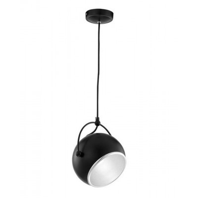 DEGLI Závěsné svítidlo, nastav směr svícení, základna kov, stínítko zvenku kov černá, zevnitř hliník, pro žárovku 1x40W, E27, 230V, IP20, rozměry d=180mm h=190mm, vč.závěsného kabelu l=2500mm, l