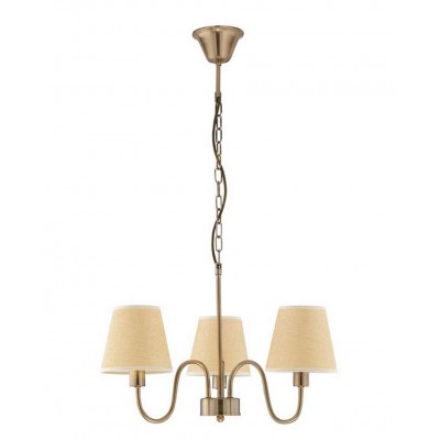 ELIZABETH Závěsné svítidlo, základna kov, povrch antická bronzová, stínítko textil béžová, pro žárovku 3x40W, E14, 230V, IP20, rozměry d=520mm h=340mm, vč.závěsného kabelu l=1200mm, lze zkrátit
