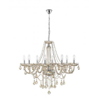 ZENO Lustr, základna kov, povrch chrom lesk, sklo s krystaly, pro žárovku 8X40W, E14, 230V, IP20, rozměry d=780mm h=680mm, vč.závěsného řetězu l=1200mm, lze zkrátit