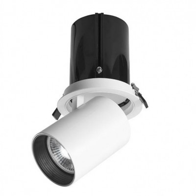 TRACK Stropní, podhledové svítidlo, velký úhel vyklopení 60°, základna hliník, povrch bílá, LED 1x30W, teplá 3000K, 2890lm, vyzař. úhel 36°, 230V, IP20, tř.1, rozměry d=140mm h=160-263mm