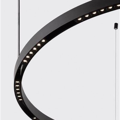 HALO Závěsné svítidlo, těleso hliník, černá, dle typu pro max 4/6/7 segmenty LED á 6W svítí dolů + 10W/15W/18W svítí nahoru, teplá 3000K, Ra90, UGR<12, 230V/24V, IP20, světelné segmenty dodávány SAMOSTANĚ